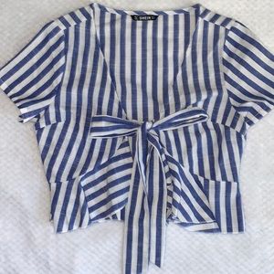 Blue & white striped top